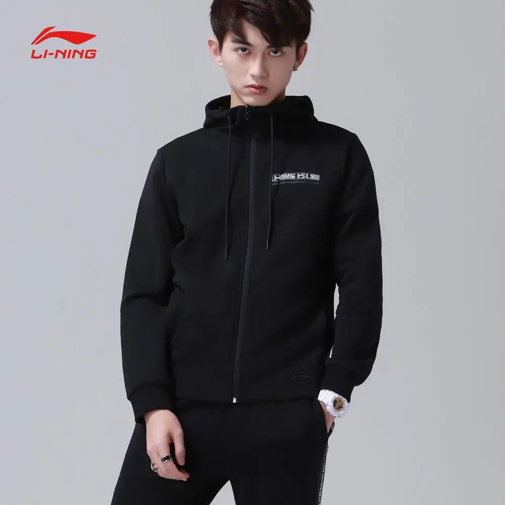 Li-Ning, мужские трендовые куртки, обычная посадка, на молнии, худи, трикотажная, для фитнеса, Удобная подкладка, спортивные толстовки, AWDN687 MWJ2540