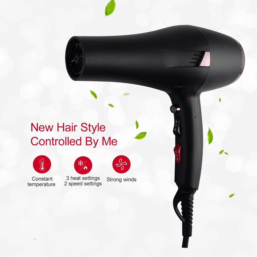 

RESUXI Professional Hair Dryer 2000W Black Hair Comb With 2 Wind Mouths Powerful Cold/hot Wind Blow Drier Air Dryer Dropshipping