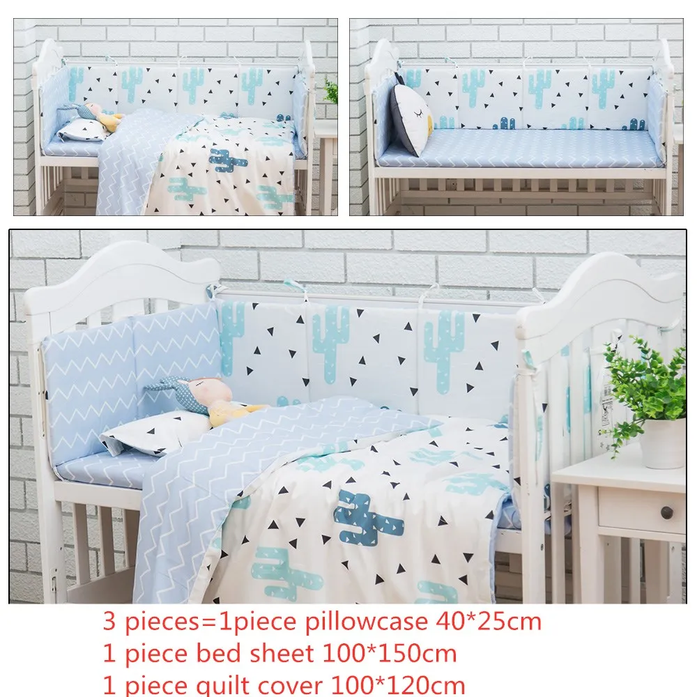 Cactus 3pieces Комплект из 3 предметов постельного белья для набор постельных принадлежностей для детской кроватки хлопковая наволочка Стёганое одеяло простынь и наволочки для Детский Комплект постельного белья для малышей постельное белье для детской кроватки - Цвет: Cactus 3pieces
