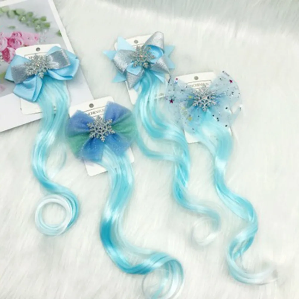 Новинка модный детский парик заколка для волос сетка блестящие звезды галстук