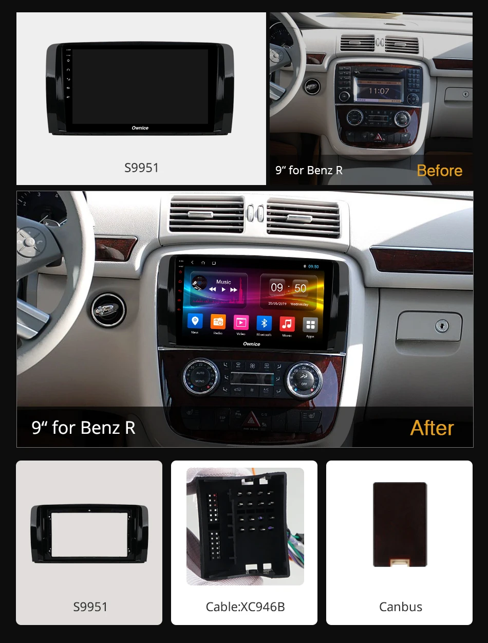 Ownice 360 панорама Android 9 0 DSP SPDIF k3 k5 k6 автомобильный dvd плеер GPS радио для Mercedes Benz R Class W251