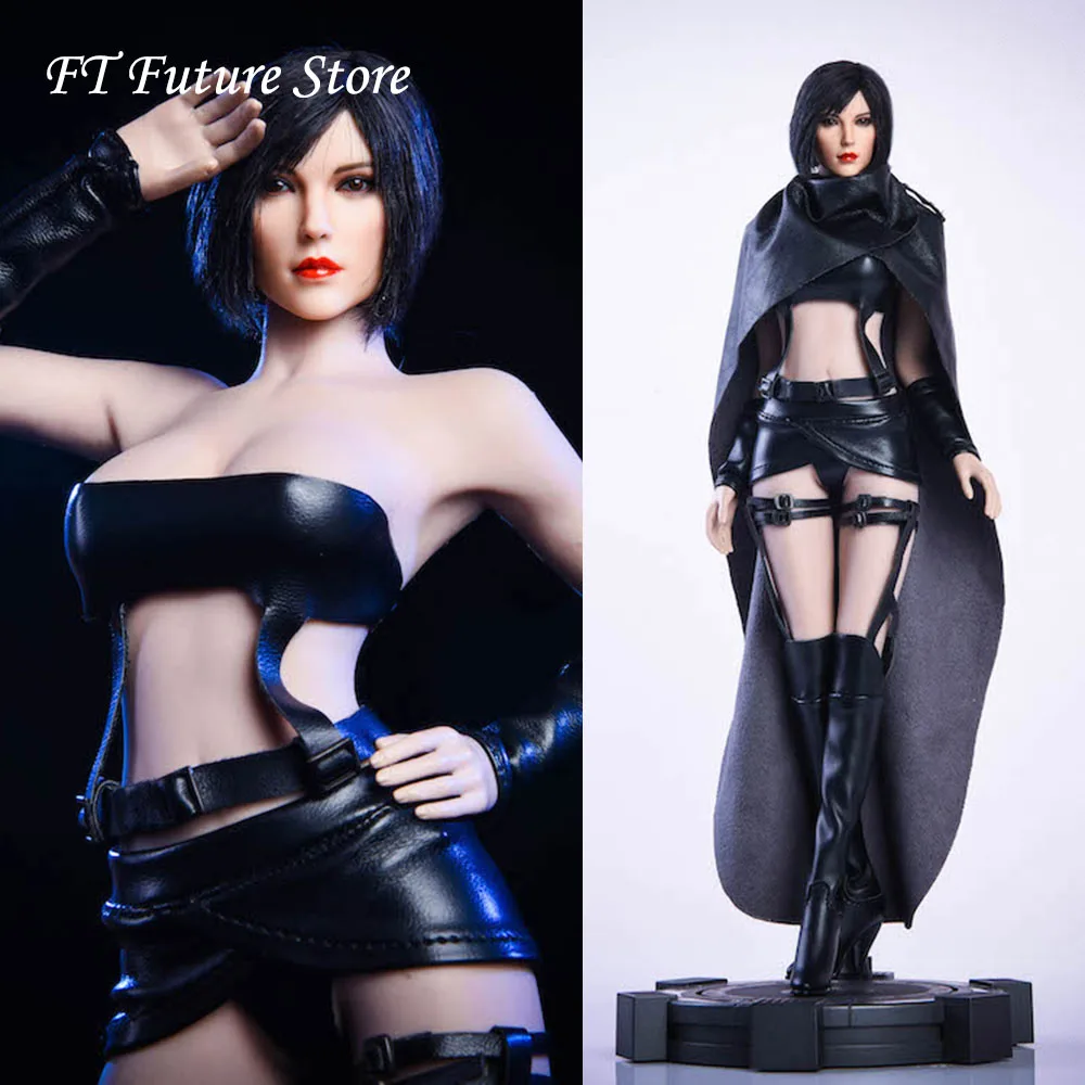 

В наличии 19XG39 1/6 женской фигуры одежда аксессуар черная кожа накидка бюстгальтер юбка атака девушка сексуальный плащ, костюм для детей возр...