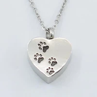 hot new heart shaped pet dog claw footprint cremation urn necklace to commemorate relatives hair pendant