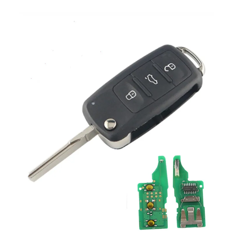 3 кнопки дистанционного флипа ключа 5KO-837-202AD 433 ID48 чип для VW Volkswagen Beetle Caddy Eos Golf Jetta Polo