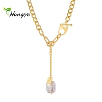 hongye irregular natural pearls pendant chunky thick for women toggle clasp circle necklace punk jewelry hot sale recommend