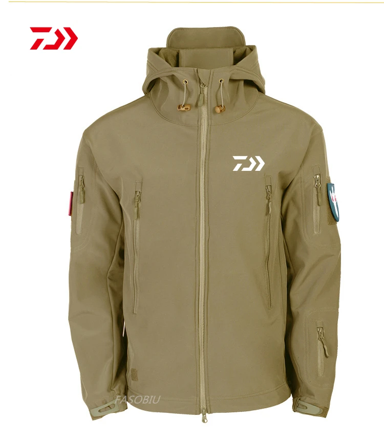 

Daiwa Men's New Winter Windproof Waterproof Fishing Jackets Plus Velvet Hooded Long Sleeve Outdoor Spor THiking Fishing Clothing