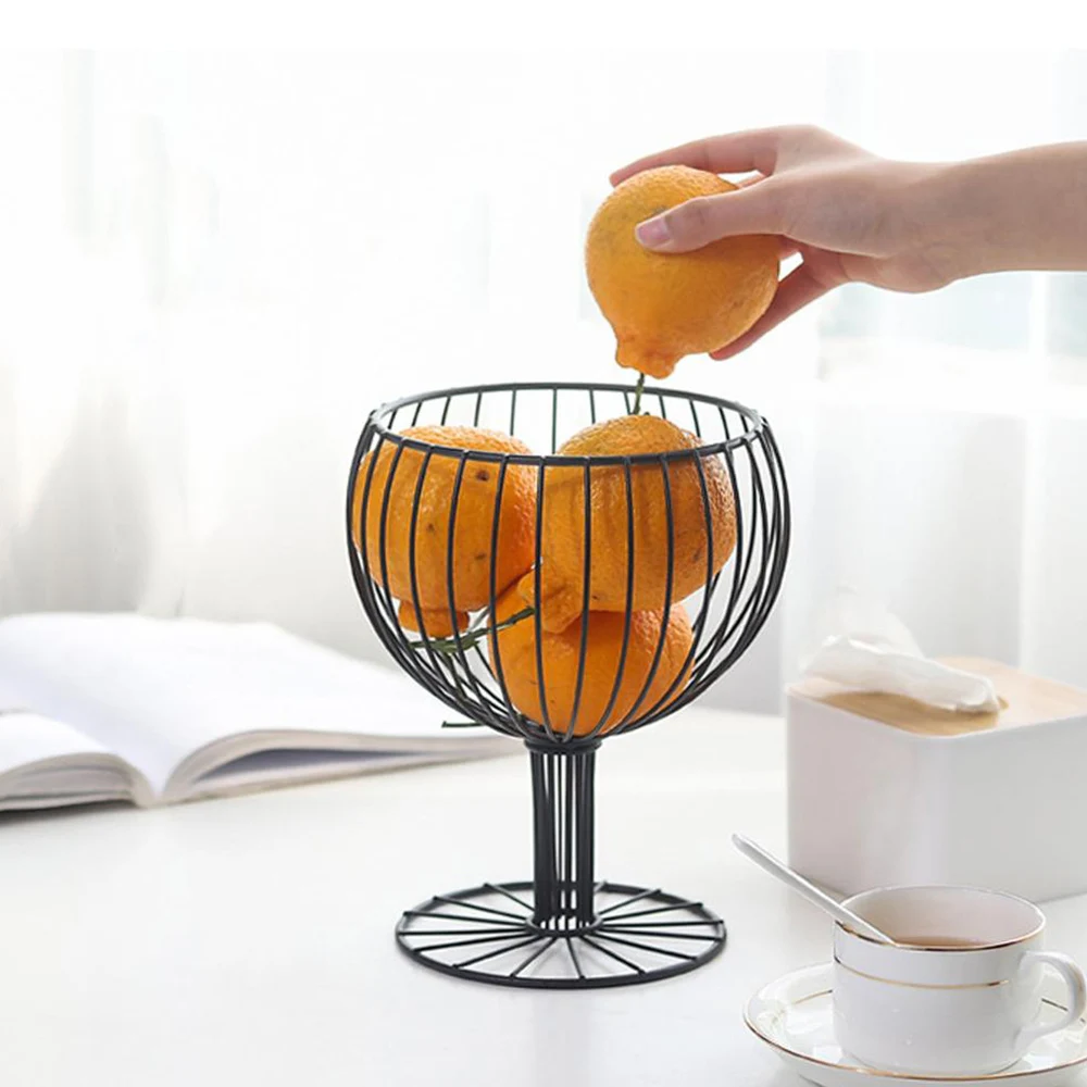 

Fruit Basket Bowl Creative Wrought Iron Wine Glass Shape Fruit Basket Simple Household Decoration Storage Fruit