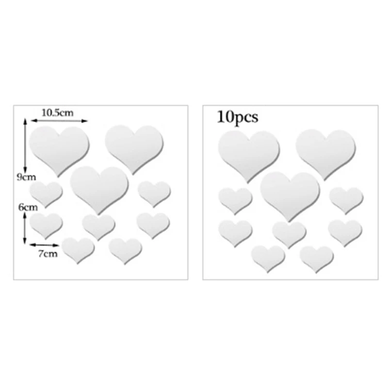 

10 PCS Heart Shaped DIY Patterns TV Background Decor Mirror Wall Stickers Acrylic 3D Home Decal Living Room Murals New