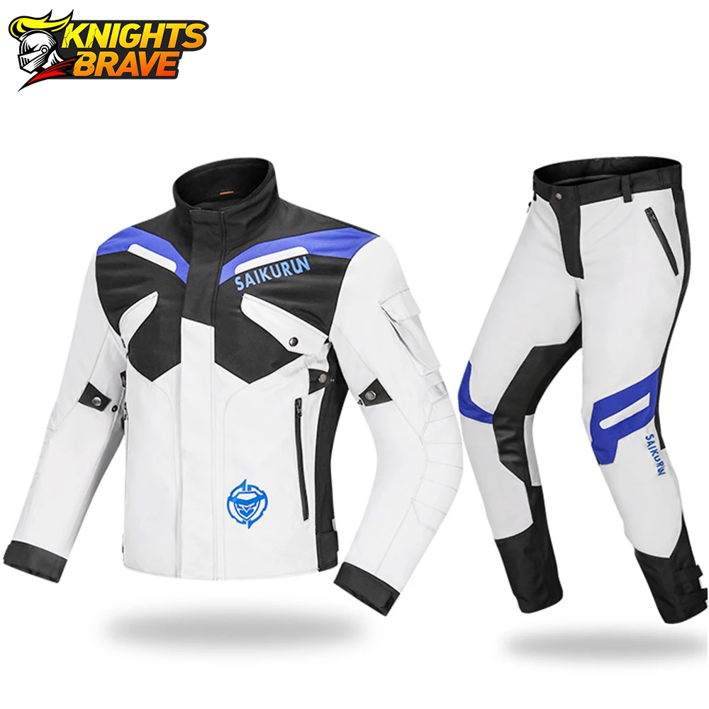 SAIKURUN Men Motorcycle Jacket Pants Suit Waterproof Cold-proof Motorbike Moto Jacket Riding Clothing CE Protective Gear