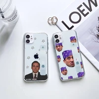 michael scott the office phone case wrist strap for iphone 7 8 11 12 x xs xr mini pro max plus hand band transparent clear