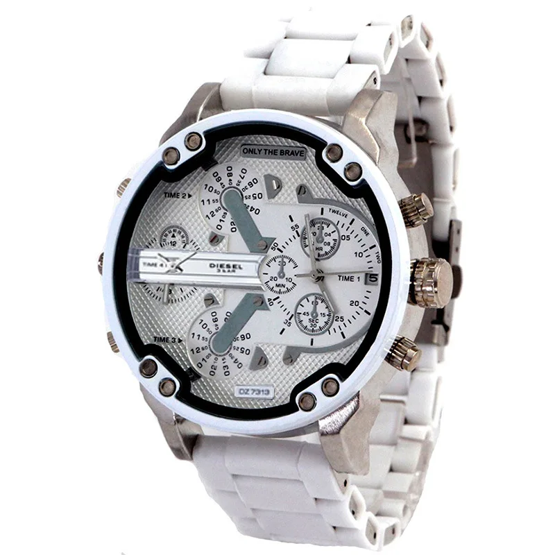 

Men Watch Top Brand Men's Watch Men Large Dial Double Movement Red White Watch Steel Band Quartz Watch Reloj Bulk Items