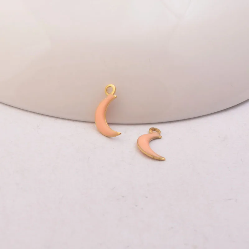 Медные эмалированные подвески в форме Луны 30 шт. 6 мм * 12 двухсторонние маленькие