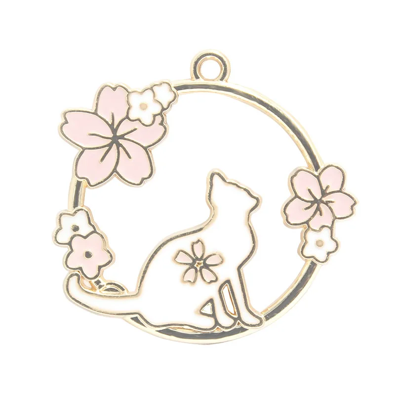 10 шт./лот кролик кошка цветок ручной работы эмаль висячие подвески кулон DIY для