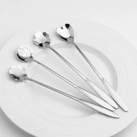stainless steel long handle coffee spoon tableware rose spoon creative cherry blossom spoon mixing spoon