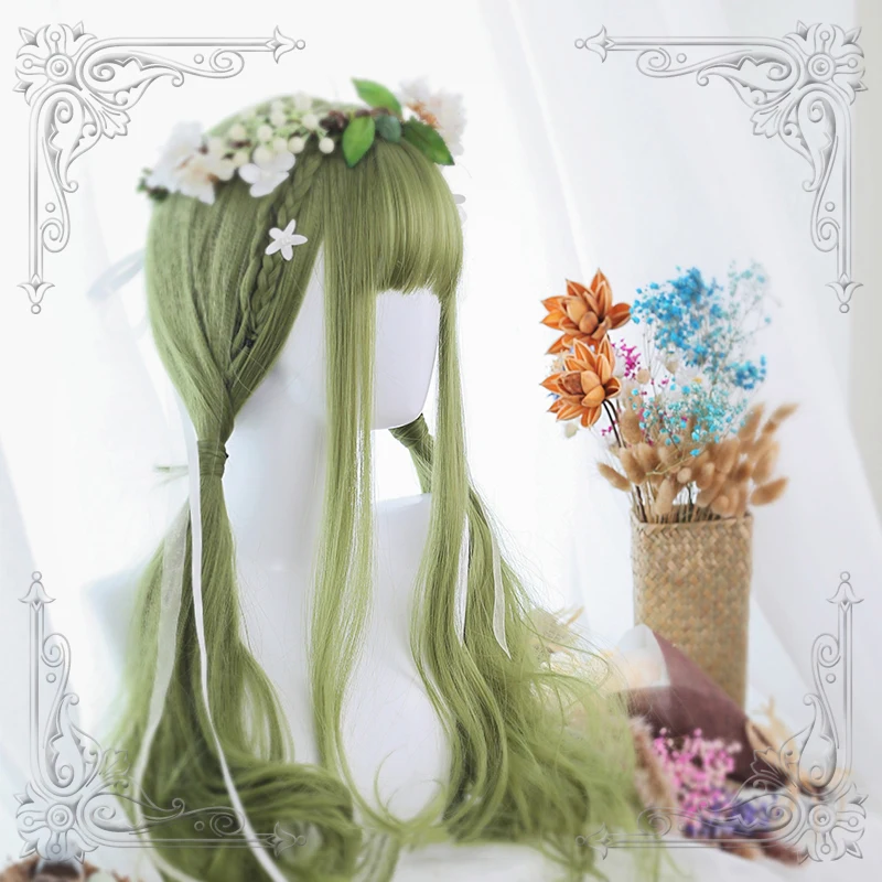 

High Quality Lolita Green Lemon Daily Girl 65CM+ Long Wig Cosplay Party