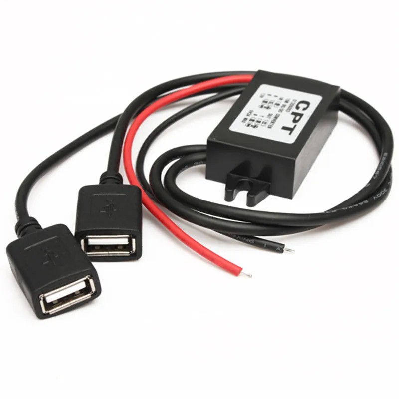 Autoleader 12 В до 5 В двойной USB адаптер питания конвертер Кабель модуль Разъем питания Автомобильное зарядное устройство для двойной USB выход