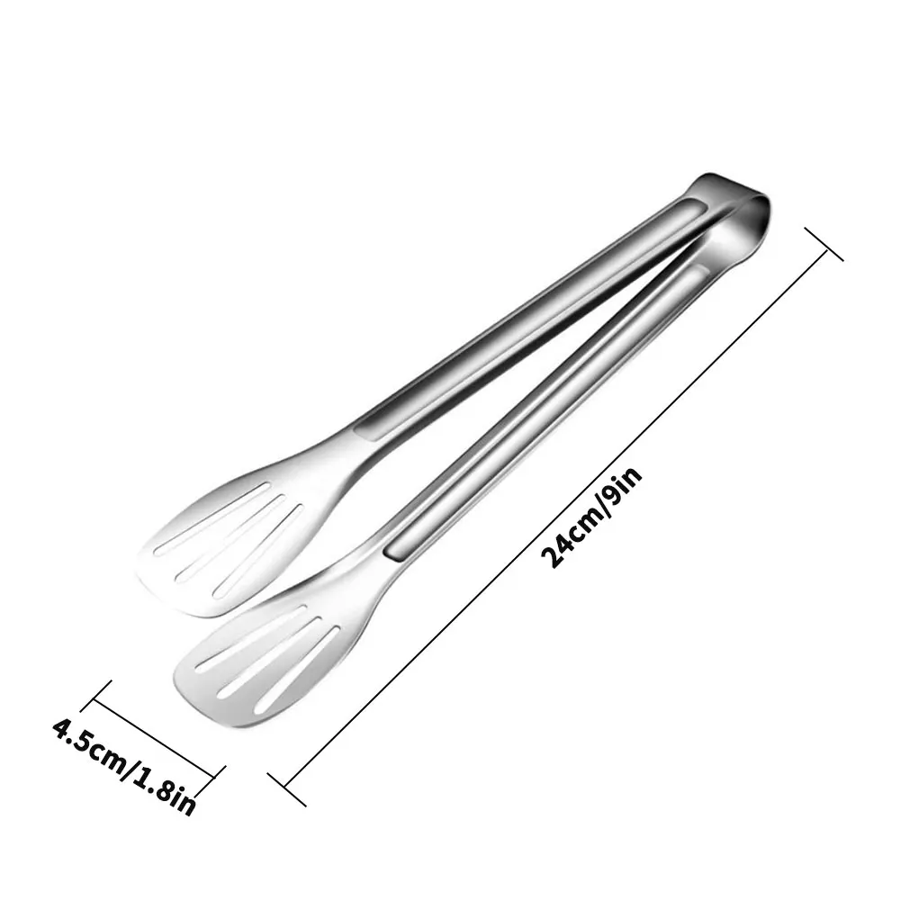 

Kitchen Tongs Stainless Steel Reusable Tableware Toaster Steak Tongs Cooking Tool Accessories 9Inch Food Grade Kitchen Supplies