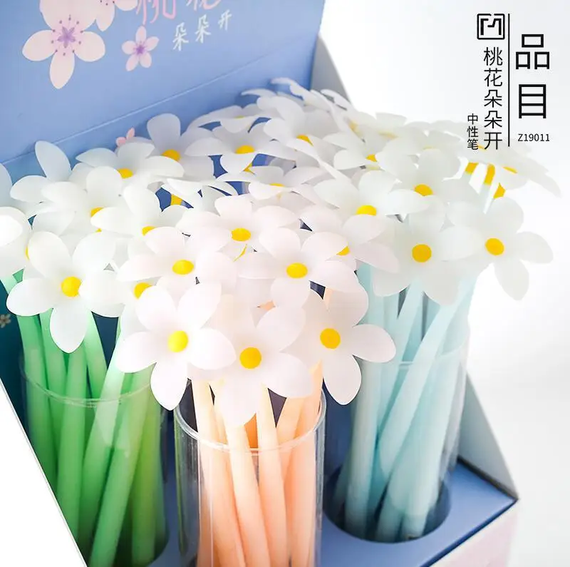 

48pcs Gel Pens Peach blossoms Discoloration black gel-ink Pen Student pens for writing Cute stationery office school supplies