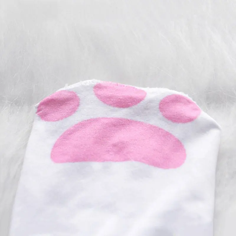 

Cat Claws Stockings Girls White Socks Over Knee Women Footprints Pattern Lovely Cosplay Accessories Stockings