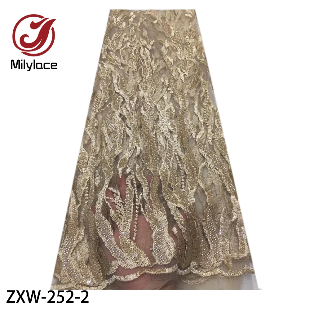 African Mesh Lace Fabric High Quality Embroidered with Heavy Hand Beaded for Wedding ZXW-252-253-254 | Дом и сад