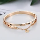 1 шт., женский браслет из нержавеющей стали под розовое золото
