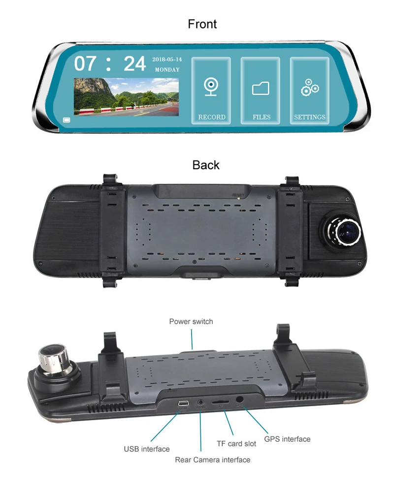 Tefanball 4G ADAS Car DVR Android Rear View Camera HD 10 inches Full IPS Touch Screen Dash Cam GPS Navi Dual Lens Video Recorder