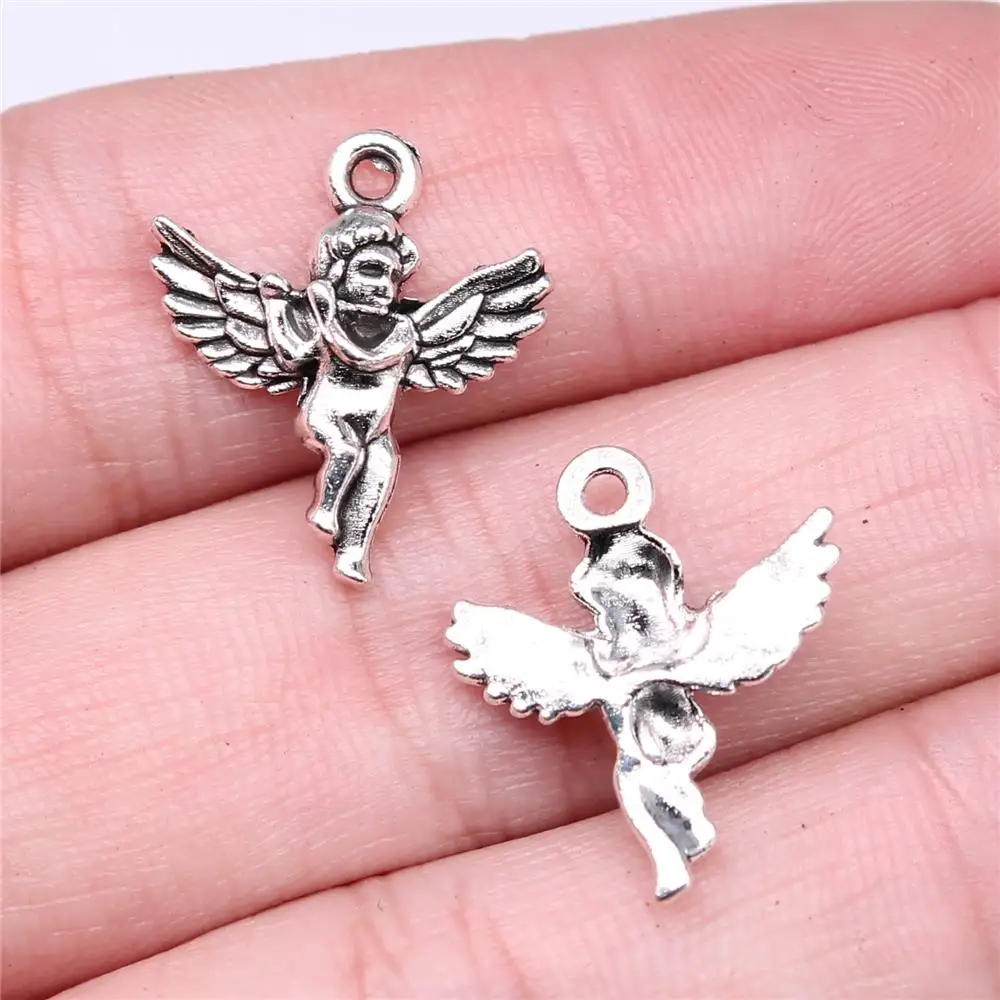 

WYSIWYG 20pcs 20x17mm Angel Charms For Jewelry Making Antique Silver Plated Antique Bronze Color Jewelry Findings