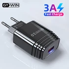 GTWIN 3A USB зарядное устройство Быстрая зарядка 3,0 настенное зарядное устройство, адаптер для iPhone 12 11 Pro QC3.0 быстрой зарядки для Samsung, Xiaomi, Huawei