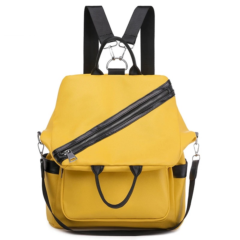 

Preppy Style Soft Leather Backpack Female Fashion Traval School Backpack For Teenage Girls Yellow Backpack Women Korean Designer