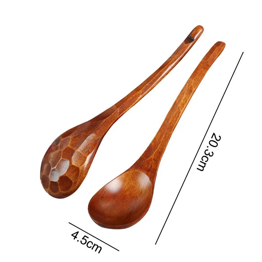 

1pc Japanese Style Wooden Spoon Of Tortoise Shell Soup Curved Spoon Tableware Spoons Rat Handle Tail Hand-Carved D4Y6