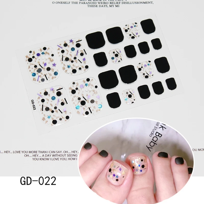 GD-022 Новые Стикеры на ногти лазерные бронзовые Блестки Серебряные украшения на ногу Клей DIY 22 советы художественные обертывания ремесленные стикеры на ногти - Цвет: GD-022