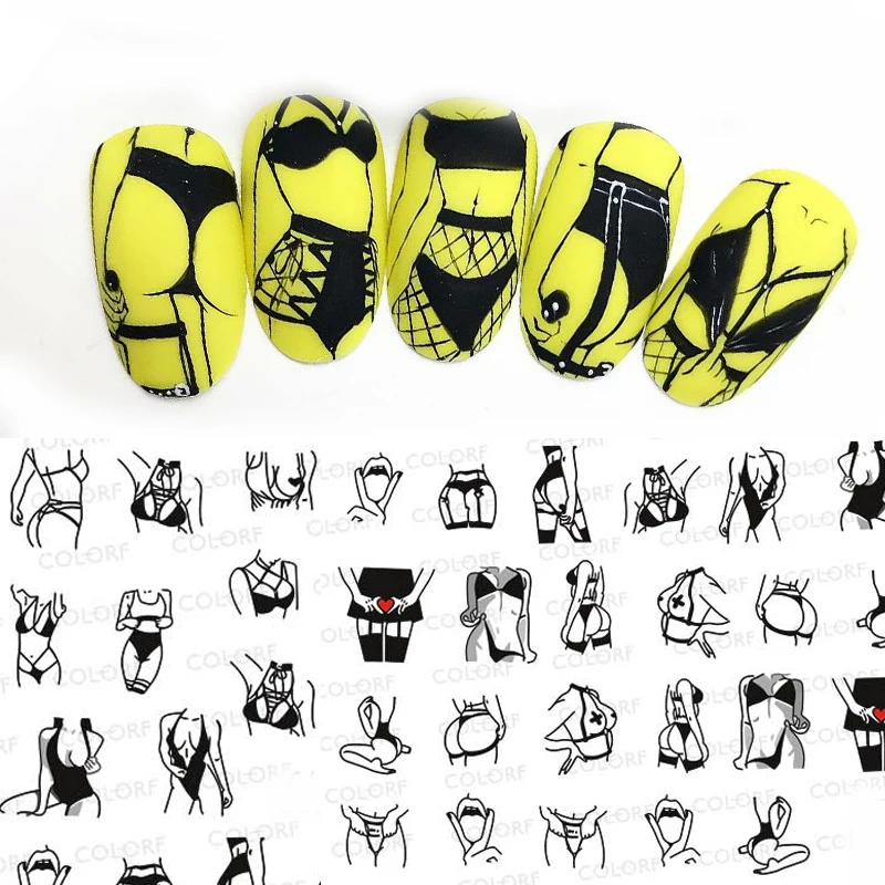 

1pc Abstract Girl Nail Sticker COOL 3d Nail Art Stickers Decal Template Diy Nail Tool Decorations Nails Accessories