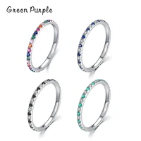 2021 new rainbow cz finger rings for women stackable slim 4 color wedding engagement band 925 sterling silver fine jewelry