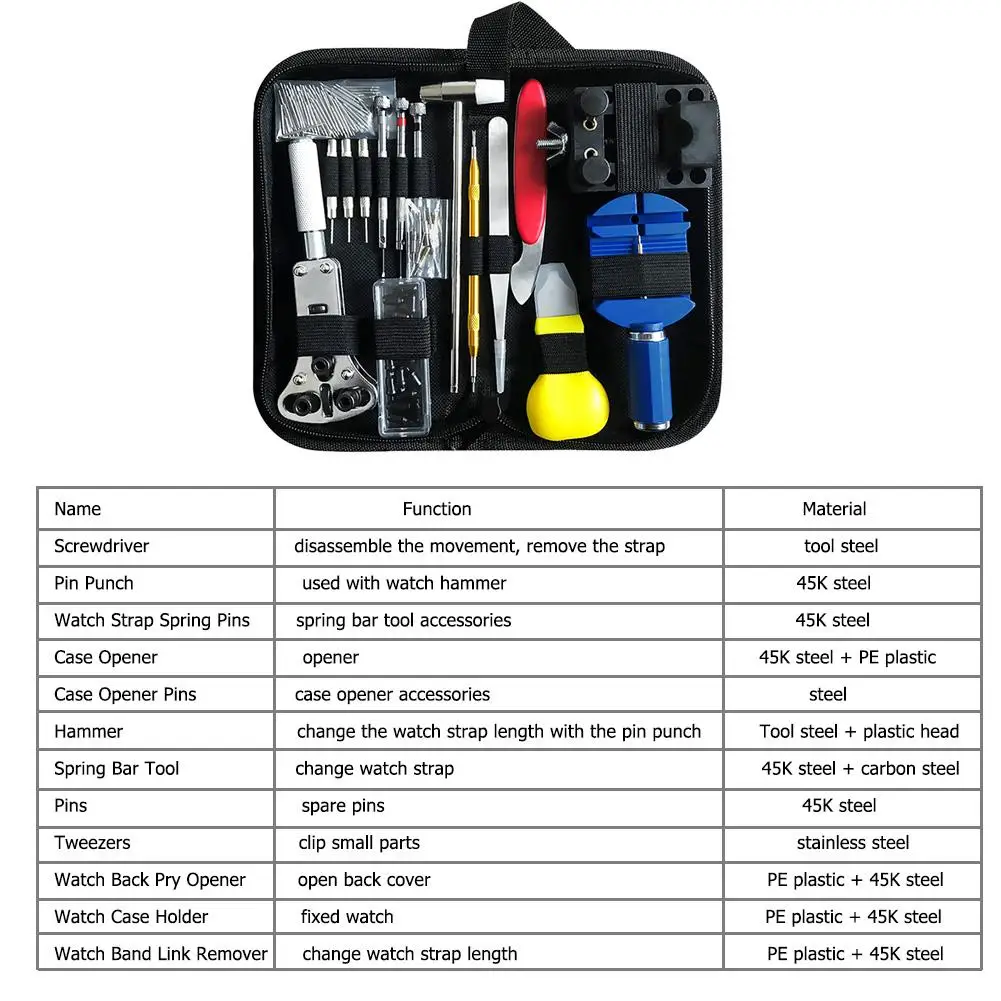 

147 pcs Watch Repair tool Kit Watch Link Pin Remover Case Opener Spring Bar Remover Horlogemaker Gereedschap Repair Tool Kit