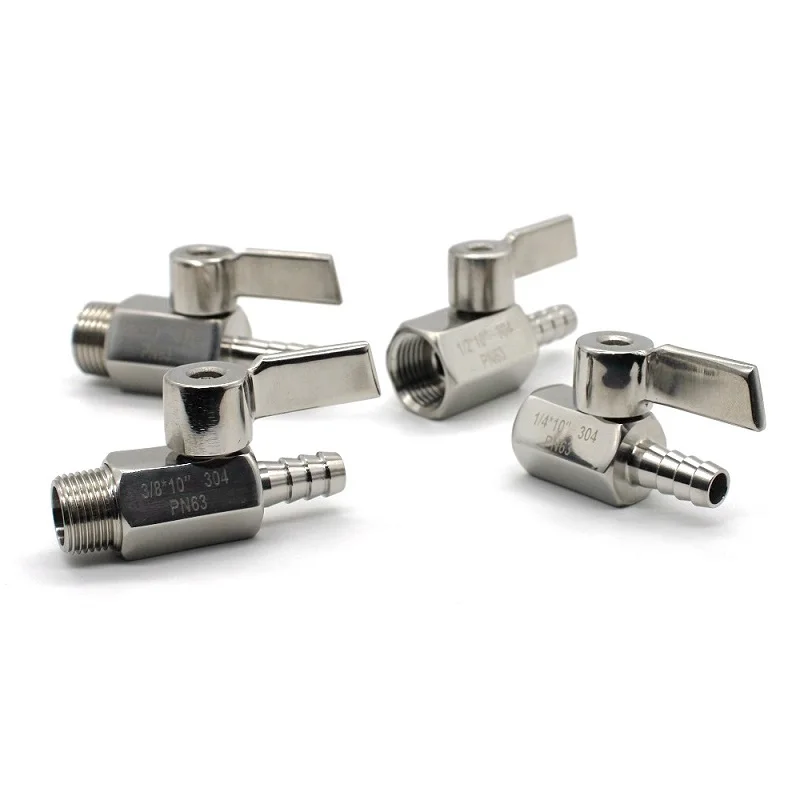 Шаровой кран ручка из нержавеющей стали мини-шаровой 1/8 1/4 3/8 1/2 до 7 мм 10 8 12 адаптер