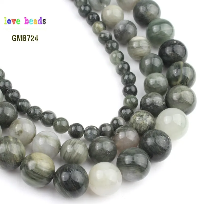 6/8/10/12мм натуральные зеленые рутиловые камни круглые бусины для изготовления ювелирных изделий женщин 15-дюймовые браслеты.