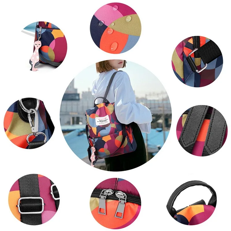 

Hot Selling Fashion Women's Backpack PU Leather Rucksack Travel Shoulder Bag Girls Anti-theft Colorful Backpack For Teenager Bag