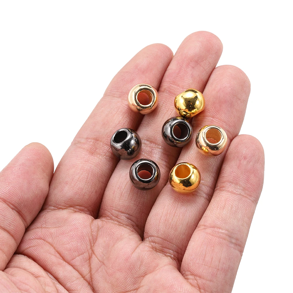 

100pcs Dia 4 6 8 10 12mm Bail Big Hole Bead Round Loose Spacer Beads For Jewelry Making supplies Diy Accessories CCB(not metal)