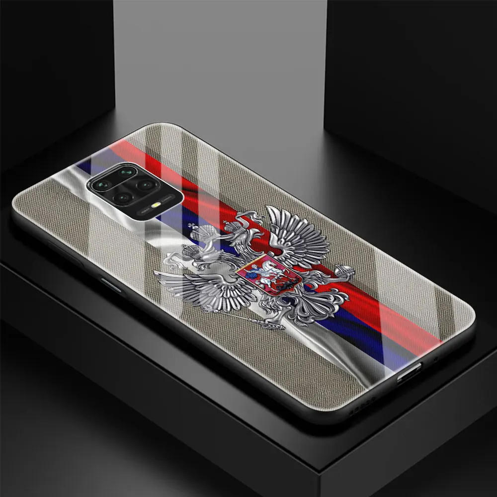 

Russian Flag Tempered Glass Case Funda For Xiaomi Redmi Note 9S 9 8 Pro 8T 8A 9A 9C 9i 7 K20 K30 Back Shell Cover Coque