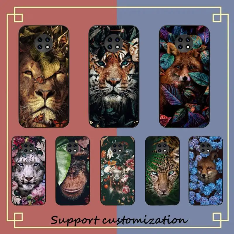 

Animal With Flower Green Leaf Phone Case For Redmi Note 8A 7 5 Note8pro 8T 9Pro Coque for note6pro Capa