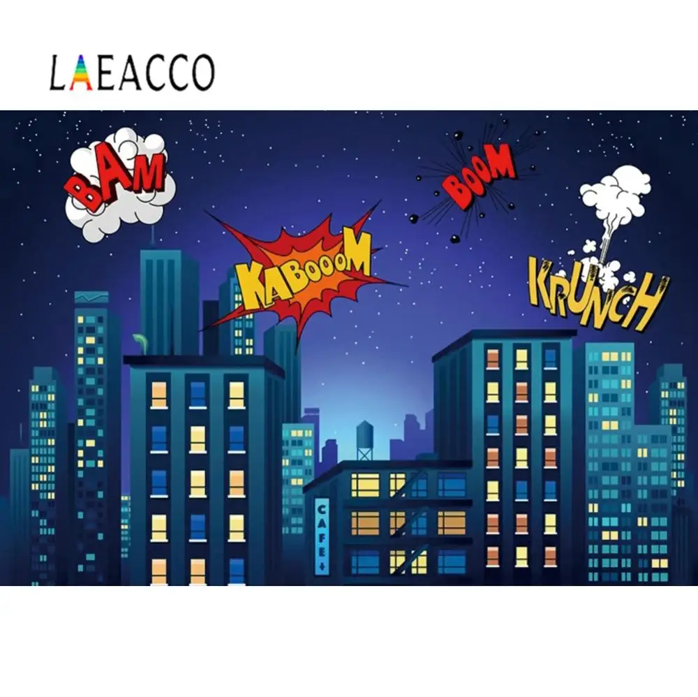 Laeacco Супергерой из комиксов день рождения детский мультяшный баннер на заказ