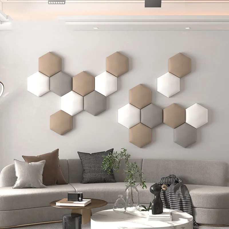 

Hexagon Bed Headboards Soft Pack Wall Sticker Self-adhesive Backdrop Wall Decor Cabeceros Tatami Kids Anti-Collision Tete De Lit