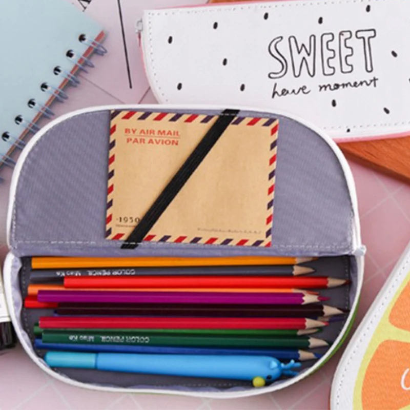 

PU Leather Fruit Pencil Cases Stationery Store Big Size School Pencil Bag for Students Gifts Pencil Box