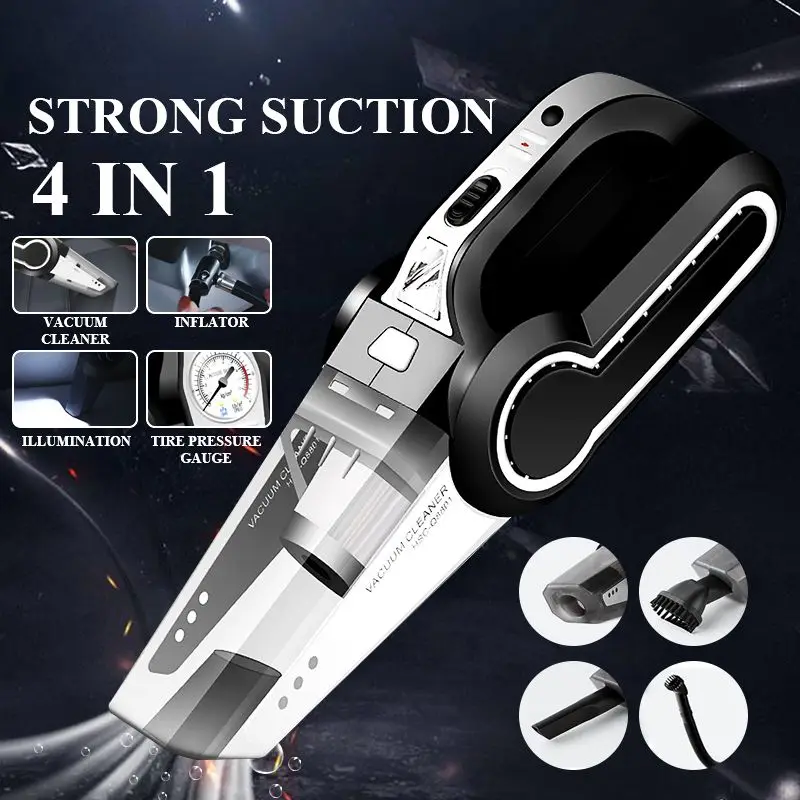 4 в 1 Портативный автомобильный пылесос ручной с воздушным компрессором