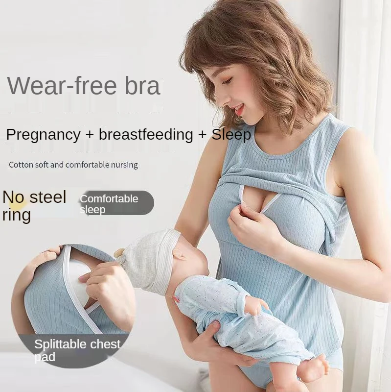 

Breastfeeding Camisole-Style Free-to-Wear Bra, Summer Thin Section, Cotton Top, Postpartum Bottoming Shirt For Pregnant Women