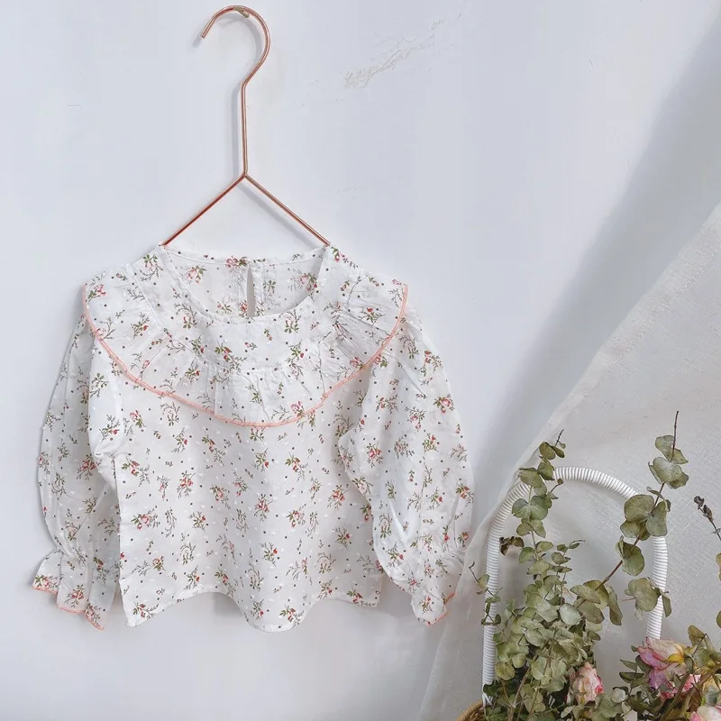 2020 Весенняя детская одежда в Корейском стиле блуза цветочный принт для маленьких