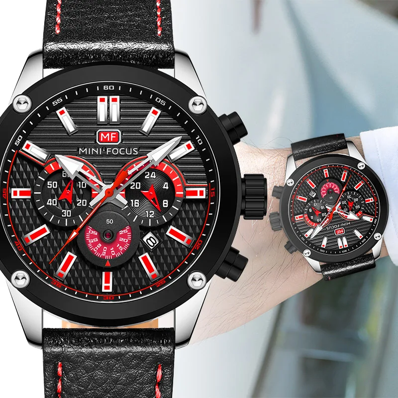 

Fashion Sport Men's Watch Men Waches Waterproof Multifunction Militray Leather Strap Quartz Men Watch Clock Relogio Masculino