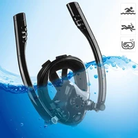 adult men and women swimming mask double breathing tube silicone full dry snorkeling mask scuba diving goggles safety equipment
