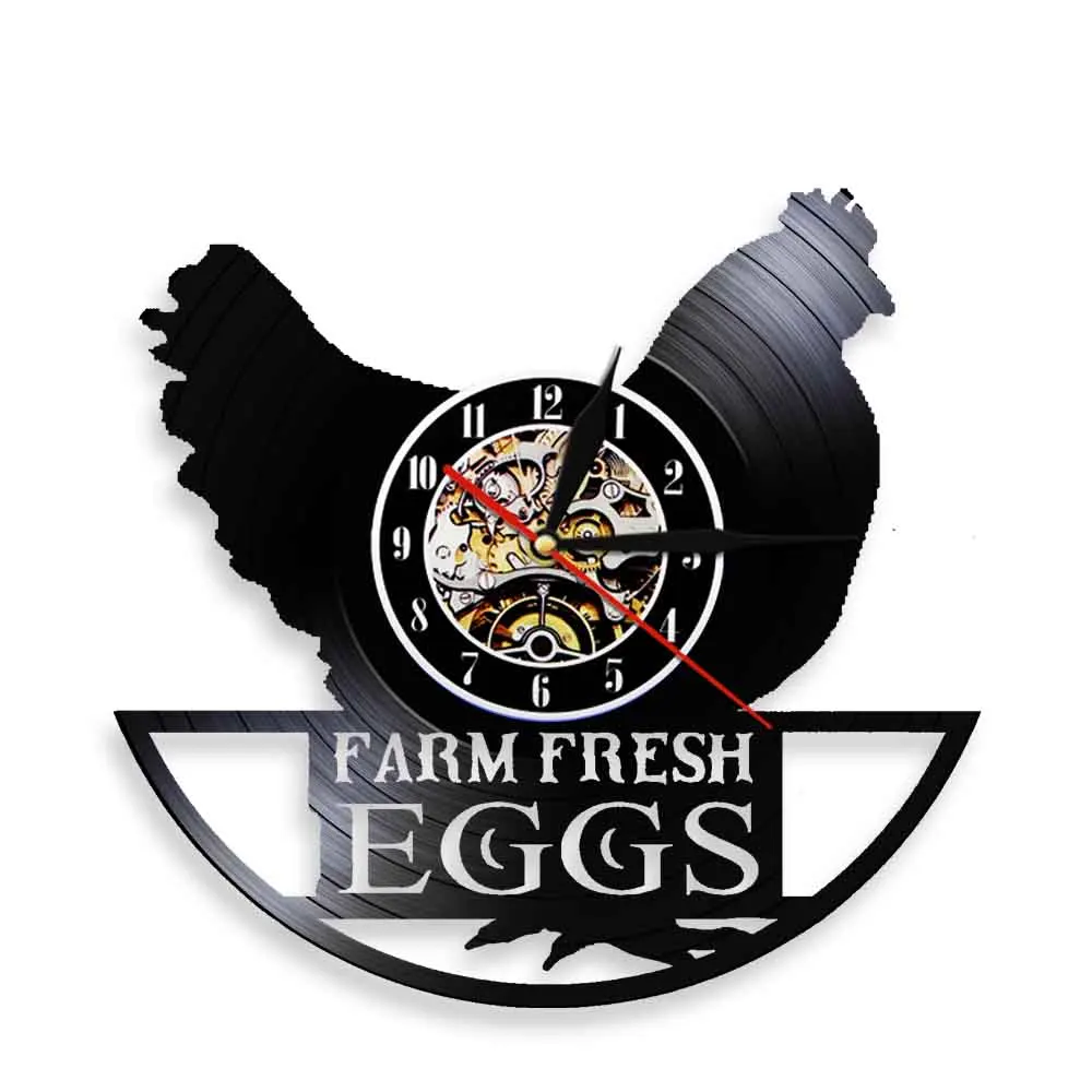 Курица силуэт фермы свежие куриные яйца кварцевые 3D настенные часы Винтаж
