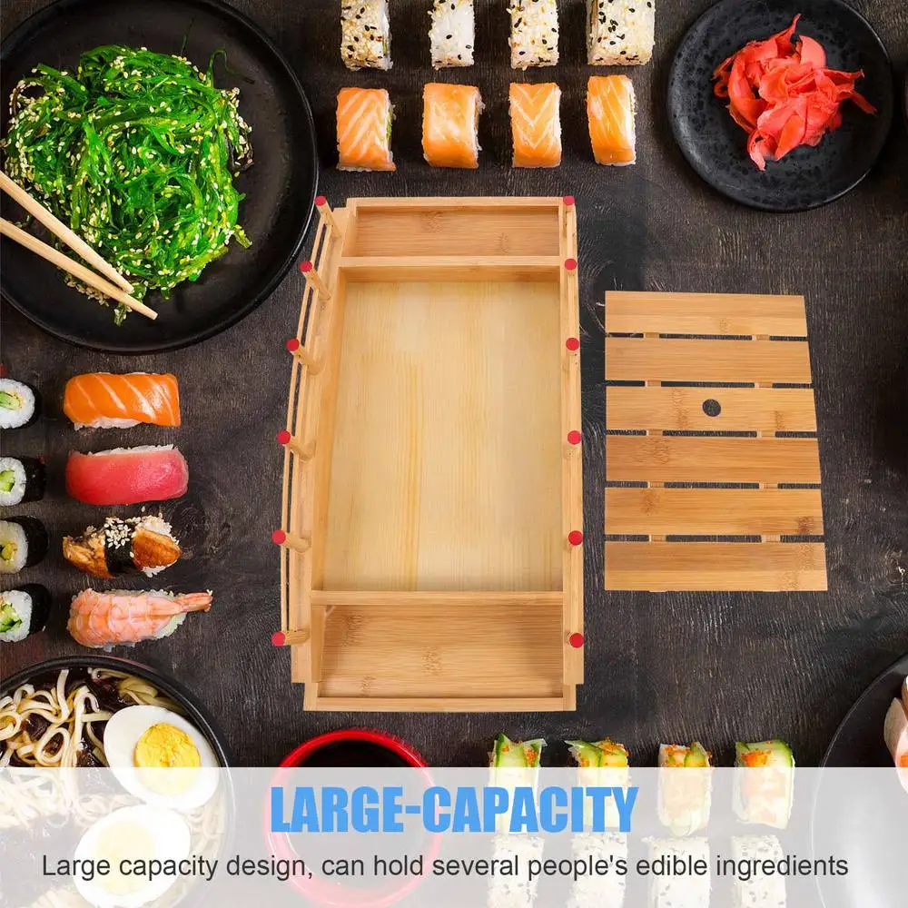 

1pc Bamboo Sushi Tray Sushi Plate Sushi Container Practical Sushi Board (Yellow)